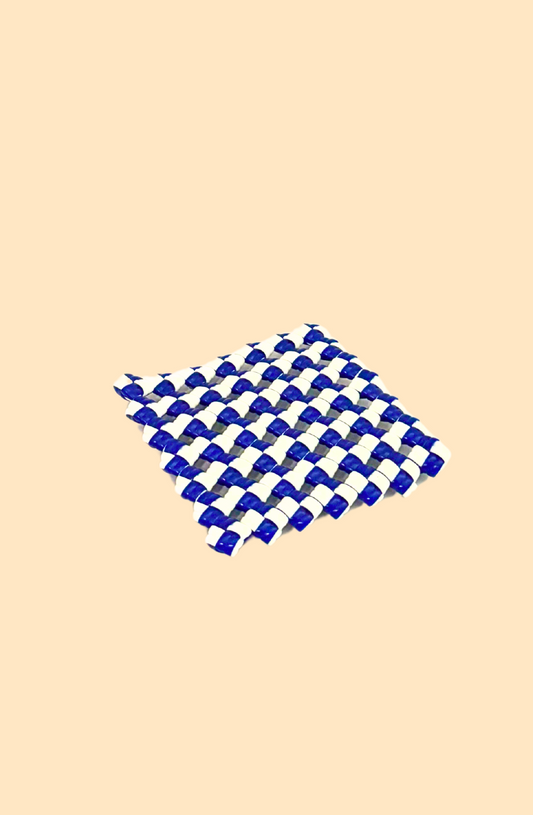 Coaster - Blue & White Checkered (set of 2)