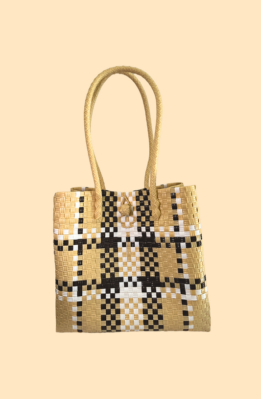 The Tote in Beige Plaid