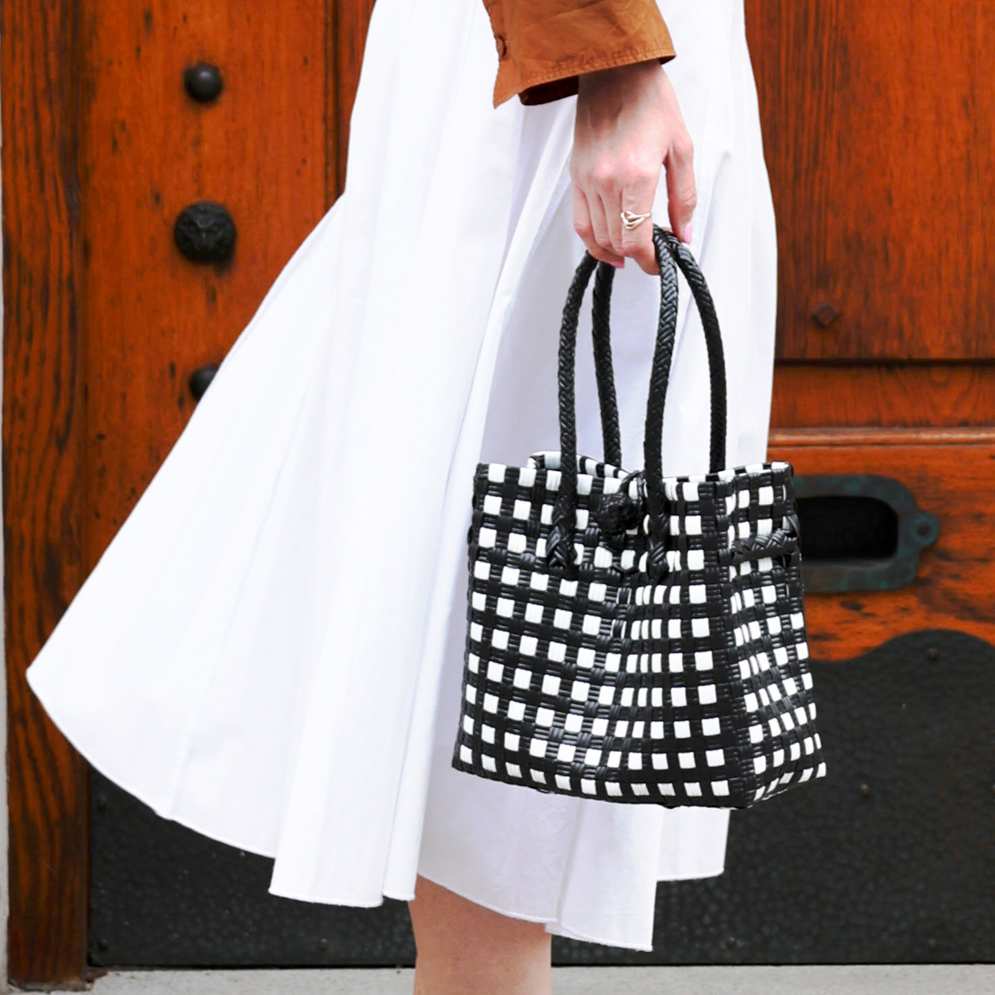 The Mini Tote in Black & White Checkered