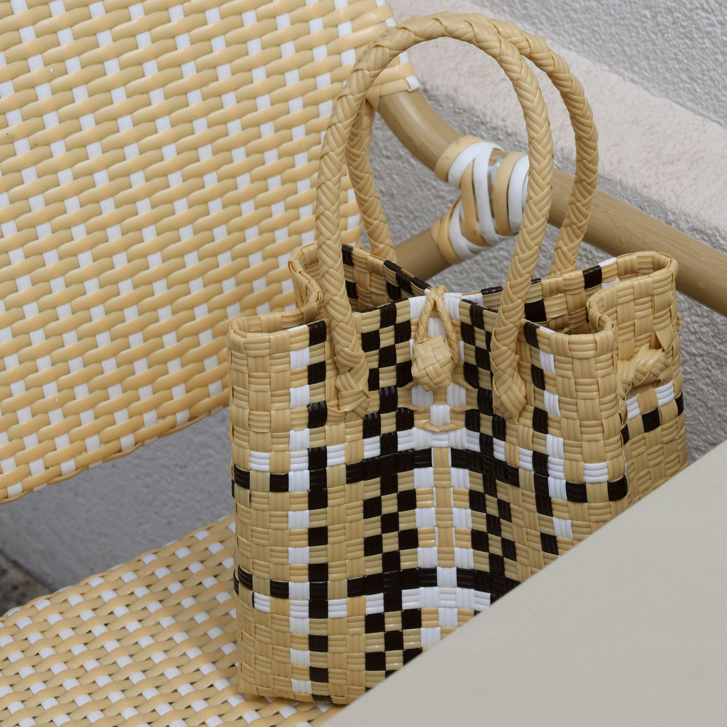 The Mini Tote in Beige Plaid